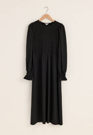 Long Sleeve Smock Dress Black