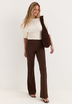 Soft Suit Flared Trousers Brown