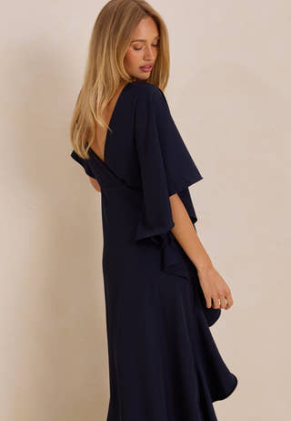 Draped Flounce Gown
