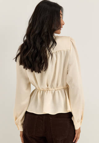 Satin Puff Sleeve Blouse White