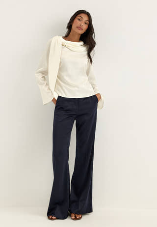 Satin Scarf Blouse White