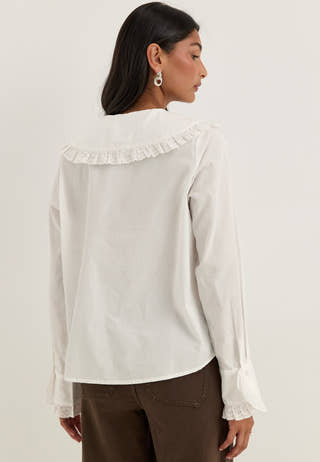 Cotton Lace Collar Blouse White