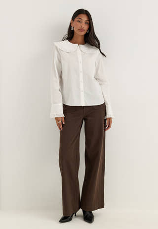 Cotton Lace Collar Blouse White