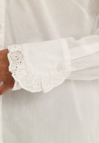 Cotton Lace Collar Blouse White