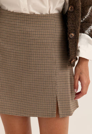 Tailored Check Mini Skirt Patterned