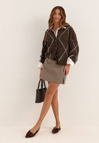 Tailored Check Mini Skirt Patterned