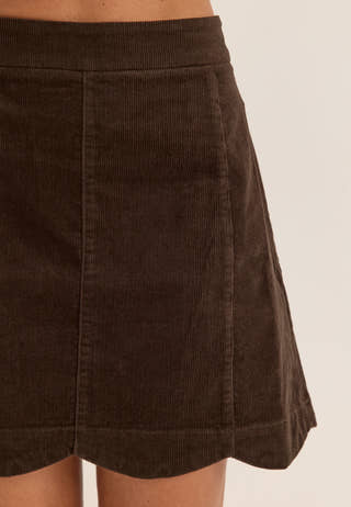 Corduroy Mini Skirt Brown
