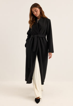 Belted Long Coat Black