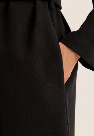 Belted Long Coat Black