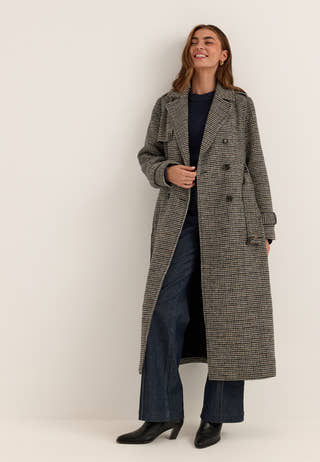 Wool Blend Trench Coat Patterned