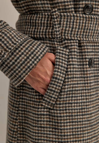 Wool Blend Trench Coat Patterned