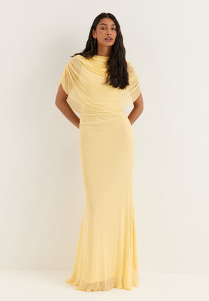 Cape Mesh Gown Yellow