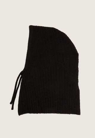 Wool Blend Knitted Balaclava Black