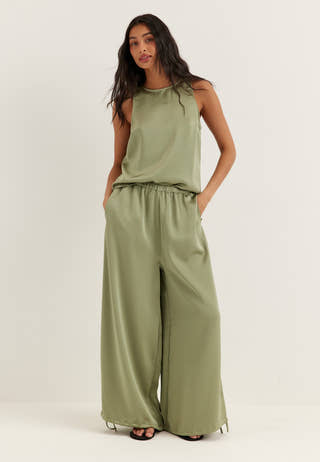 Objchilli Super Wide Pants Green