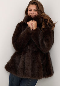 Short Peplum Faux Fur Coat