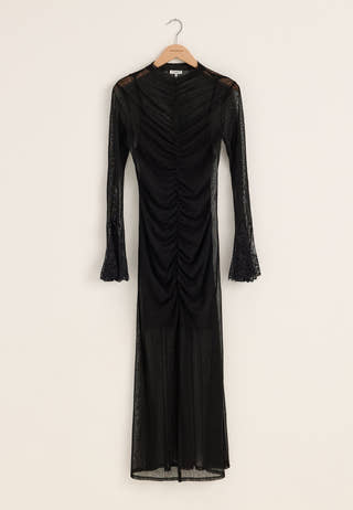 Lace Sleeve Ankle Dress Black