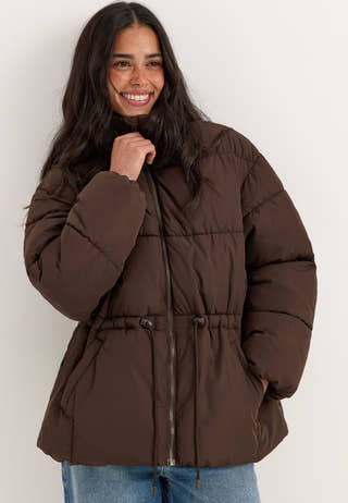 Padded Puffer Jacket Brown