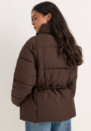 Padded Puffer Jacket Brown