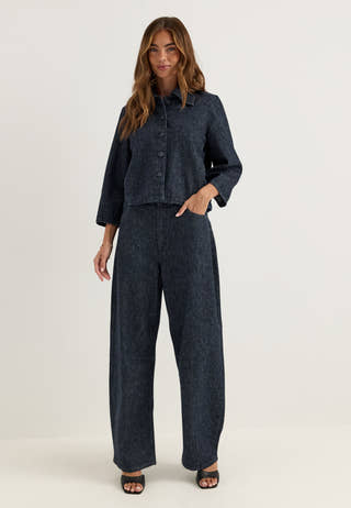 Slfrelaxed Hanny 3/4 DENIM JACKET Blue