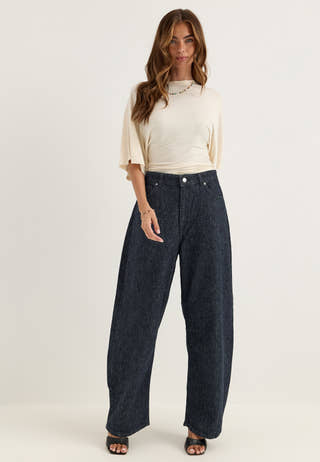 Slfloose Barrel Hanny Mw Jeans Blue