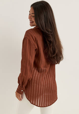 Slftoran Oversized Ls Striped Shirt Striped