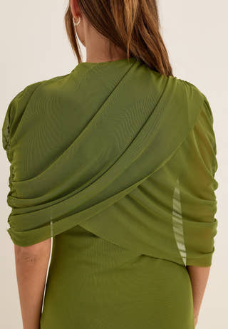 Vmrosetta 2/4 MESH MAXI DRESS Green
