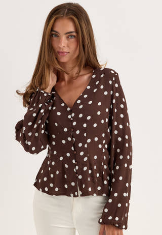Vmelisa L/S V-NECK BUTTON TOP White
