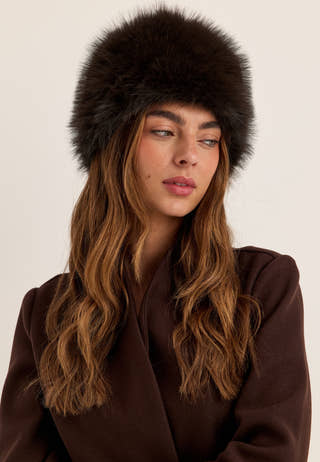 Faux Fur Hat Brown