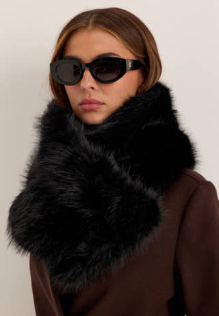 Faux Fur Scarves Black