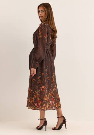 Yasromantica Ls Long Dress Brown
