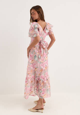 Yasflorina Ss Ankle Dress Pink
