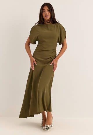 Rounded Sleeve Maxi Dress Green