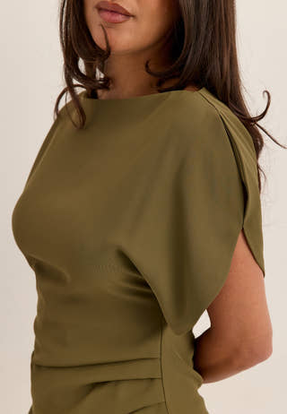 Rounded Sleeve Maxi Dress Green