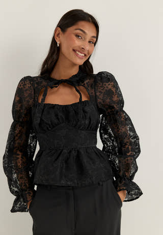 Peplum Blouse Black