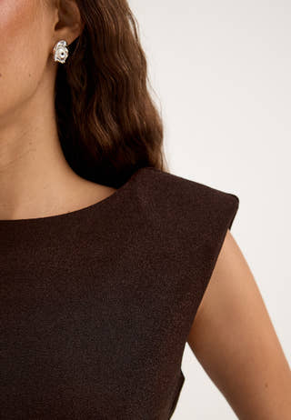 Power Shoulder Sparkling Top Purple