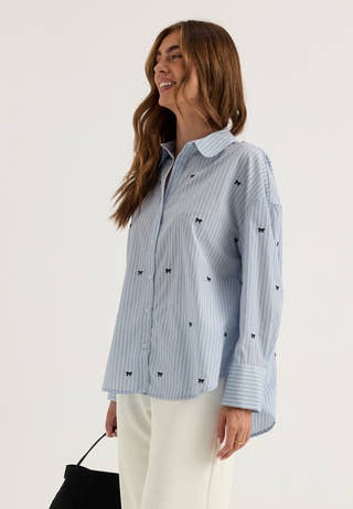 Onloregon Zeidi Ls Bow Shirt Blue