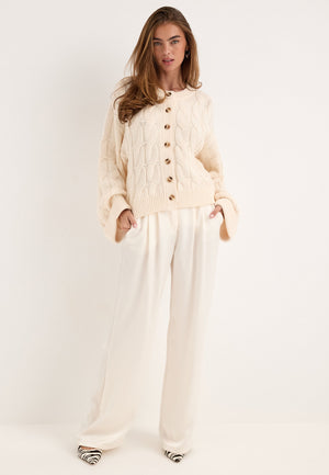 Cable Knitted Cardigan White