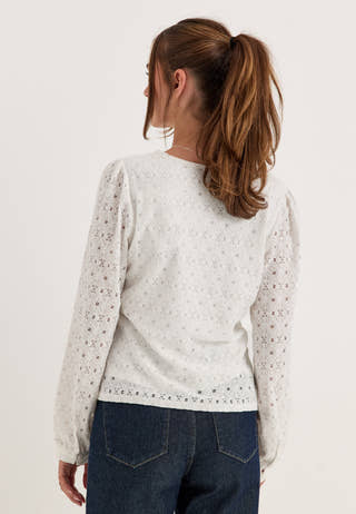 Objlaila L/S V-NECK TOP NOOS White