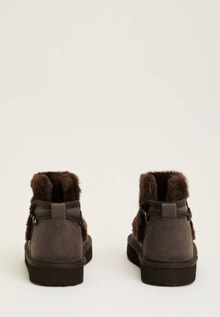Lacing Faux Fur Boot Brown