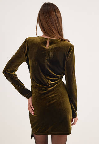 Velvet Short Dress Green