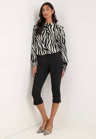 Balloon Hem Satin blouse Patterned