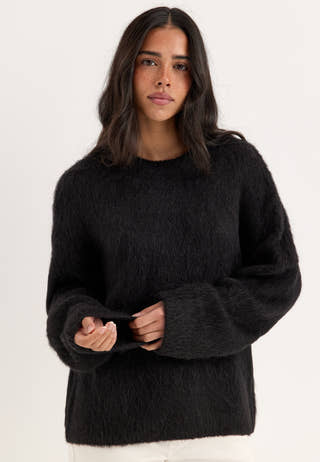 Objharry L/S LO KNIT PULLOVER Black