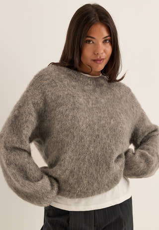 Objharry L/S LO KNIT PULLOVER Grey
