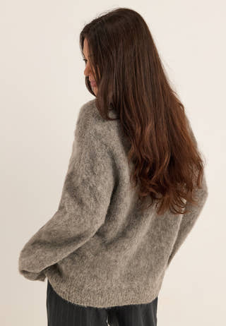 Objharry L/S LO KNIT PULLOVER Grey