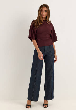 Funnel Neck Top Red