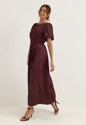 Smock Satin Maxi Dress Purple