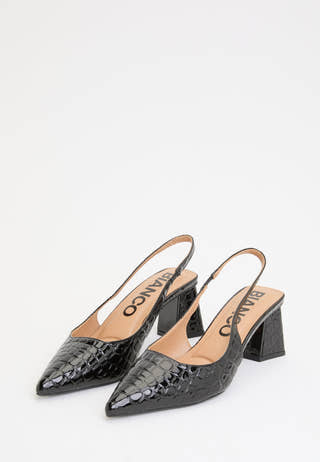 Biamaralyn Slingback Croco Patent Black
