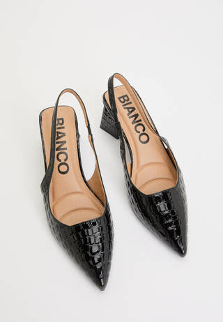 Biamaralyn Slingback Croco Patent Black