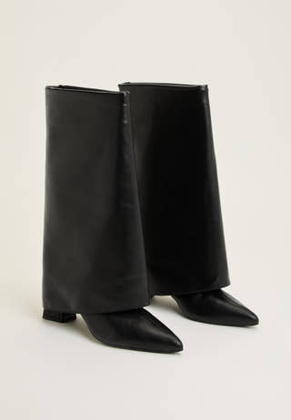 Biamaralyn Fold Over Boot Faux Leather Black