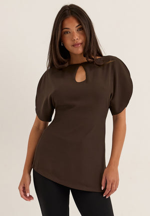 Rounded Sleeve Blouse Brown